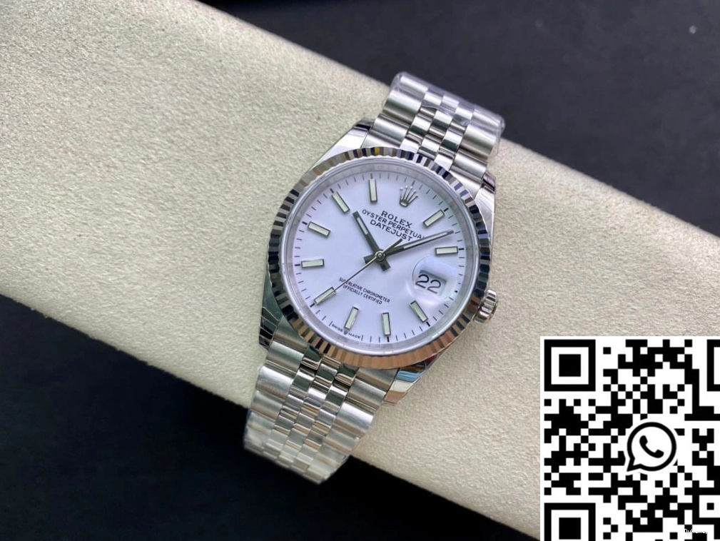 White Factory Dial Datejust 36MM Stainless EW Steel Rolex 0226